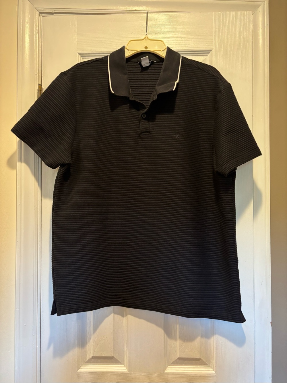 Men’s Calvin Klein Ribbed Black Polo Large L
